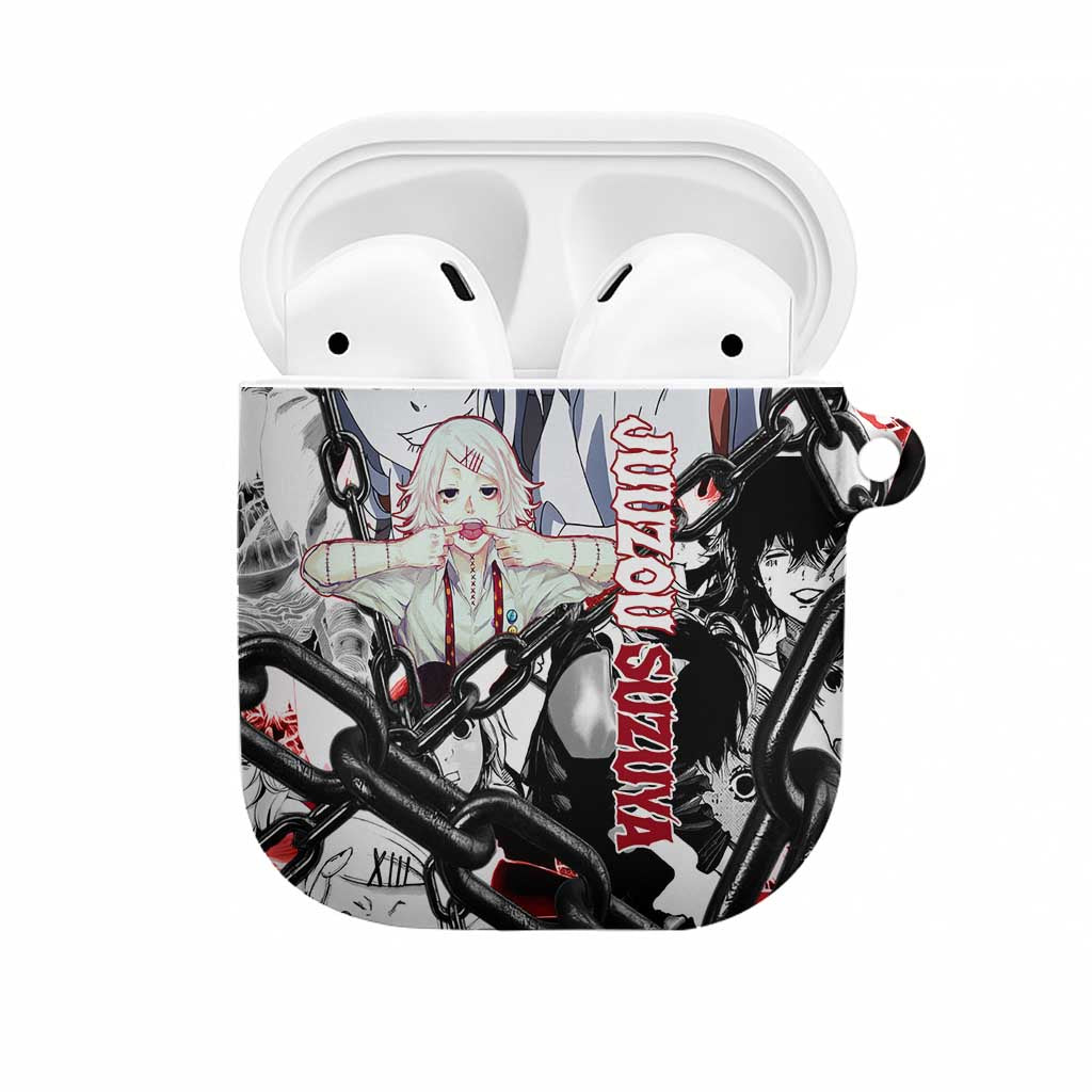Juuzou Suzuya Tokyo Ghoul Black and White Manga Style Design AirPods Case with Red Accents and Chain Weapon Motif - The Mazicc