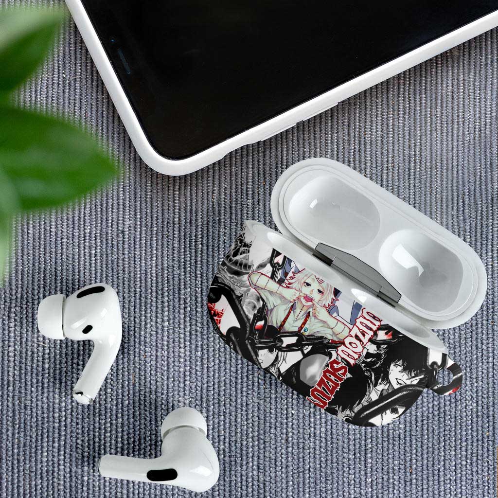 Juuzou Suzuya Tokyo Ghoul Black and White Manga Style Design AirPods Case with Red Accents and Chain Weapon Motif - The Mazicc