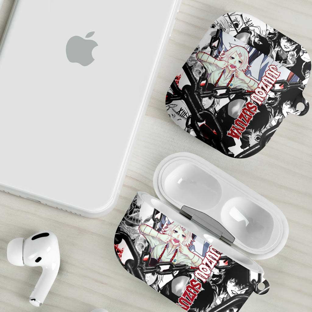 Juuzou Suzuya Tokyo Ghoul Black and White Manga Style Design AirPods Case with Red Accents and Chain Weapon Motif - The Mazicc