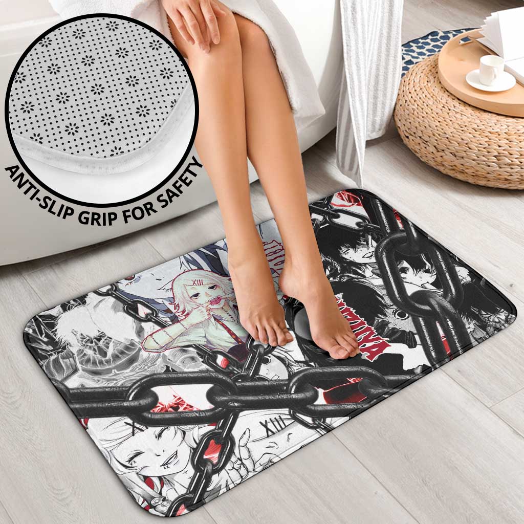 Juuzou Suzuya Tokyo Ghoul Black and White Manga Style Design Bathroom Set with Red Accents and Chain Weapon Motif - The Mazicc