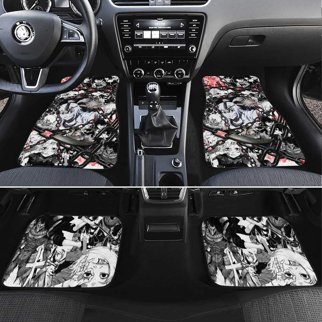 Juuzou Suzuya Tokyo Ghoul Black and White Manga Style Design Car Mats with Red Accents and Chain Weapon Motif - The Mazicc