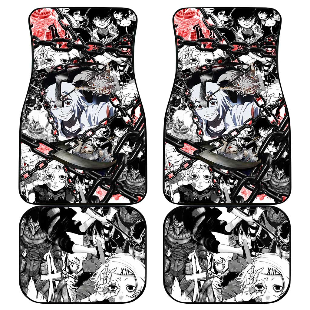 Juuzou Suzuya Tokyo Ghoul Black and White Manga Style Design Car Mats with Red Accents and Chain Weapon Motif - The Mazicc