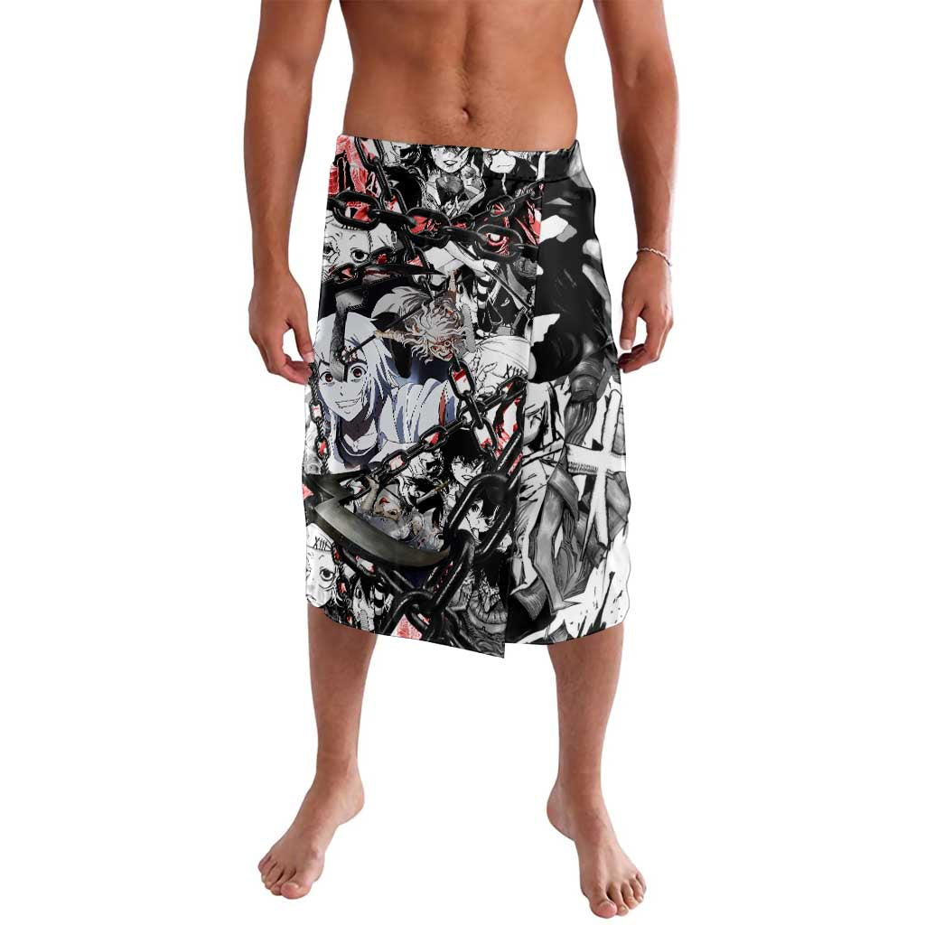 Juuzou Suzuya Tokyo Ghoul Black and White Manga Style Design Lavalava with Red Accents and Chain Weapon Motif - The Mazicc