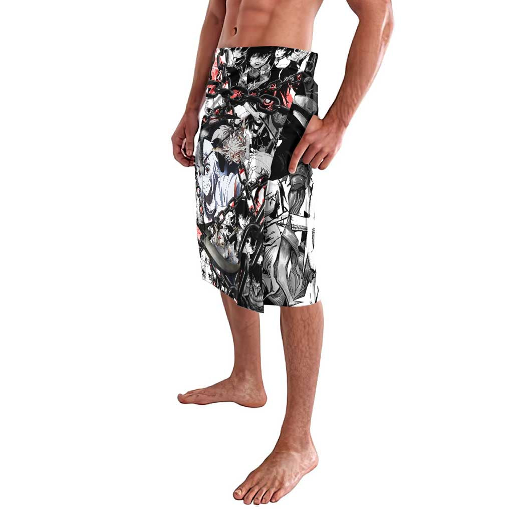 Juuzou Suzuya Tokyo Ghoul Black and White Manga Style Design Lavalava with Red Accents and Chain Weapon Motif - The Mazicc