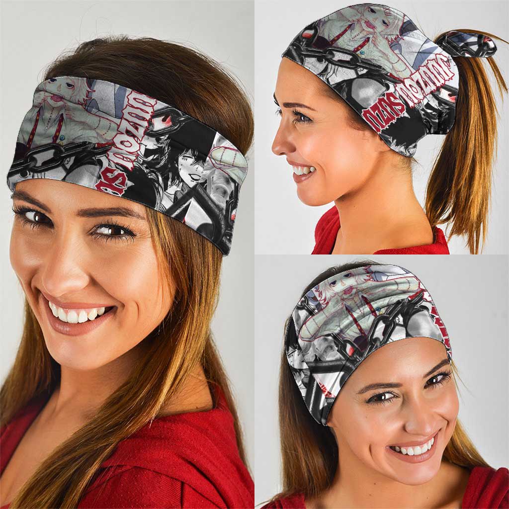 Juuzou Suzuya Tokyo Ghoul Black and White Manga Style Design Neck Gaiter with Red Accents and Chain Weapon Motif - The Mazicc