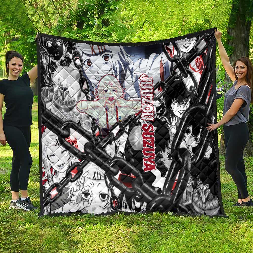 Juuzou Suzuya Tokyo Ghoul Black and White Manga Style Design Quilt with Red Accents and Chain Weapon Motif - The Mazicc