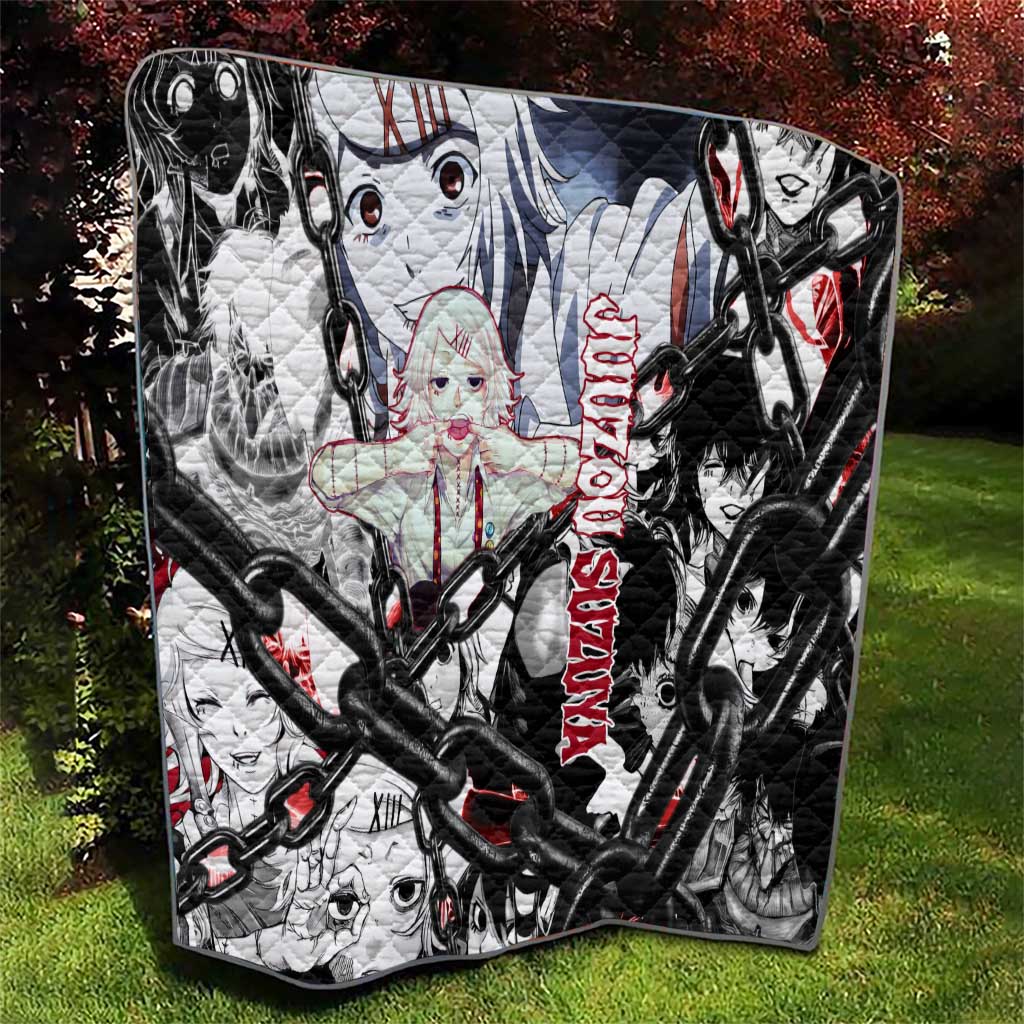Juuzou Suzuya Tokyo Ghoul Black and White Manga Style Design Quilt with Red Accents and Chain Weapon Motif - The Mazicc