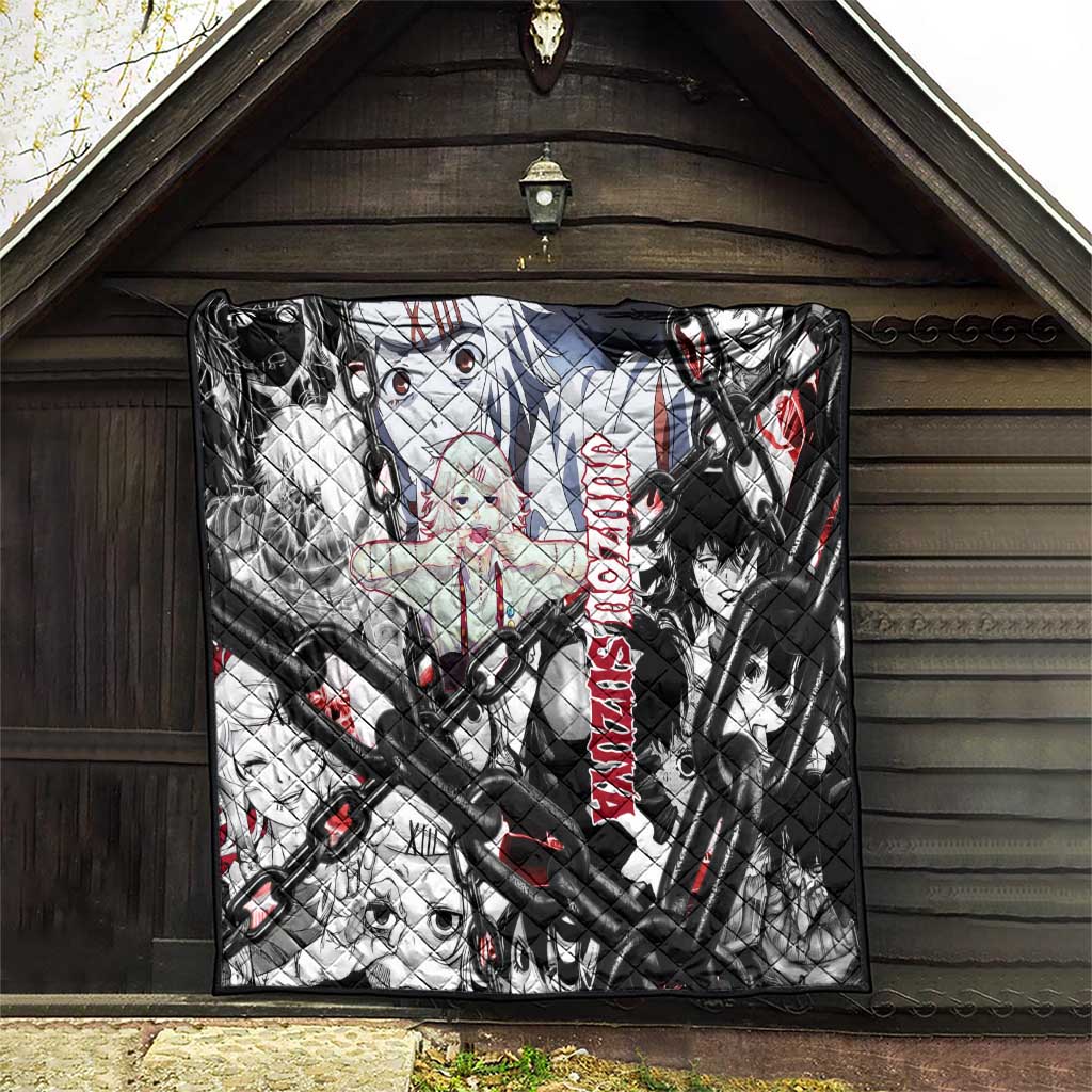 Juuzou Suzuya Tokyo Ghoul Black and White Manga Style Design Quilt with Red Accents and Chain Weapon Motif - The Mazicc