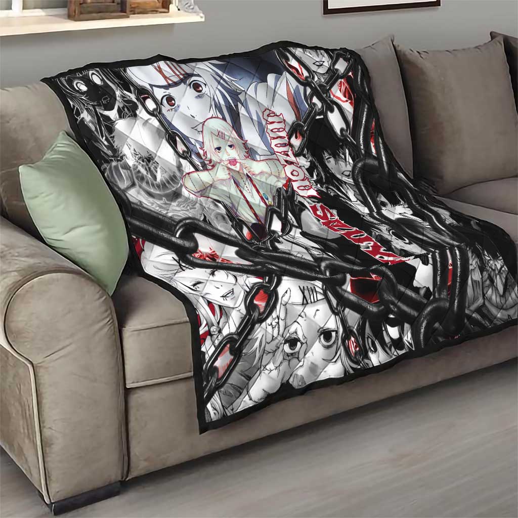 Juuzou Suzuya Tokyo Ghoul Black and White Manga Style Design Quilt with Red Accents and Chain Weapon Motif - The Mazicc