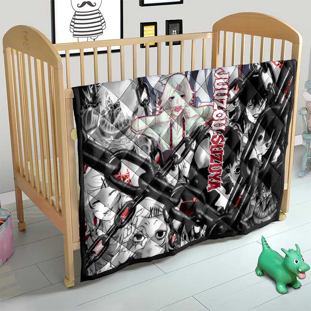 Juuzou Suzuya Tokyo Ghoul Black and White Manga Style Design Quilt with Red Accents and Chain Weapon Motif - The Mazicc