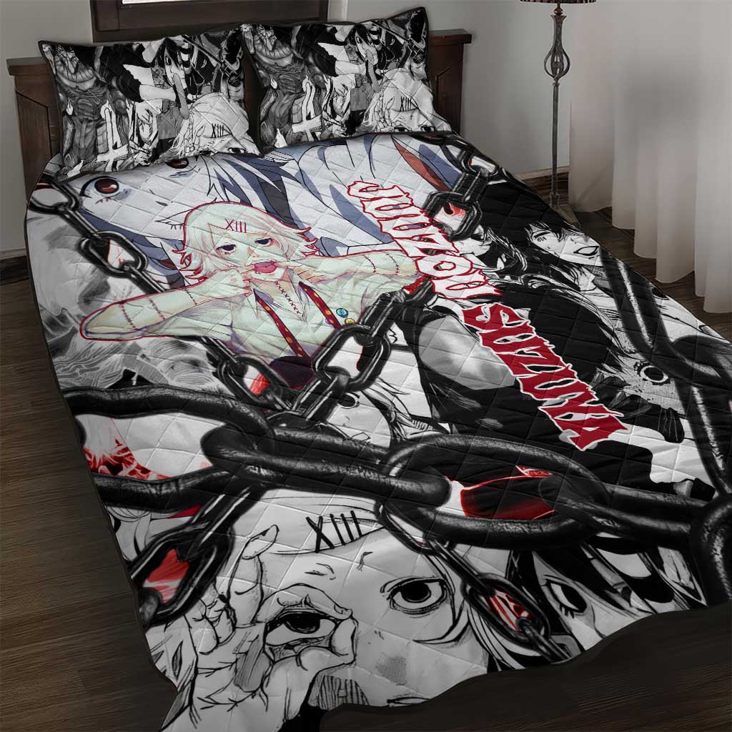 Juuzou Suzuya Tokyo Ghoul Black and White Manga Style Design Quilt Bed Set with Red Accents and Chain Weapon Motif - The Mazicc