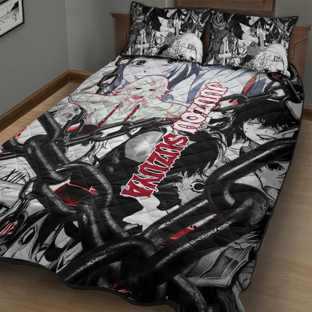 Juuzou Suzuya Tokyo Ghoul Black and White Manga Style Design Quilt Bed Set with Red Accents and Chain Weapon Motif - The Mazicc