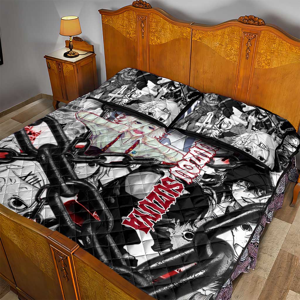Juuzou Suzuya Tokyo Ghoul Black and White Manga Style Design Quilt Bed Set with Red Accents and Chain Weapon Motif - The Mazicc