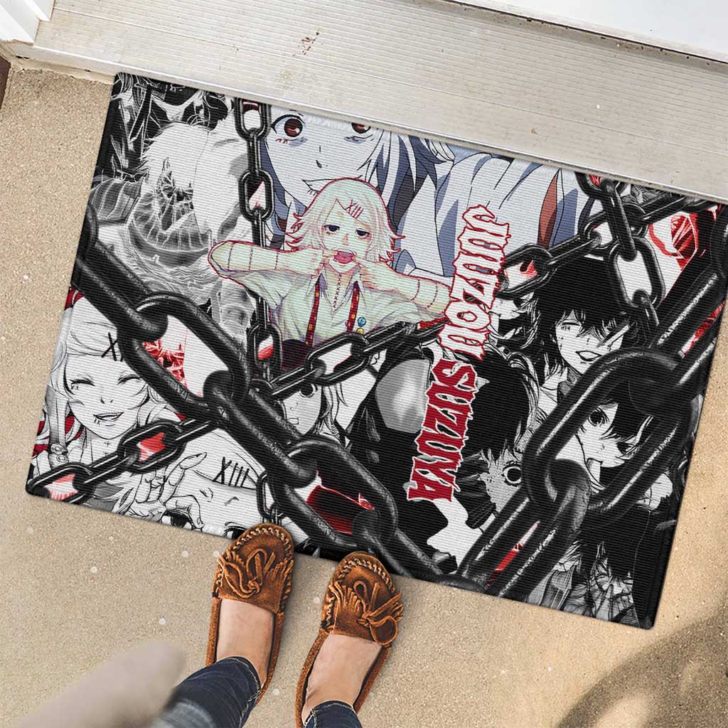Juuzou Suzuya Tokyo Ghoul Black and White Manga Style Design Rubber Doormat with Red Accents and Chain Weapon Motif - The Mazicc