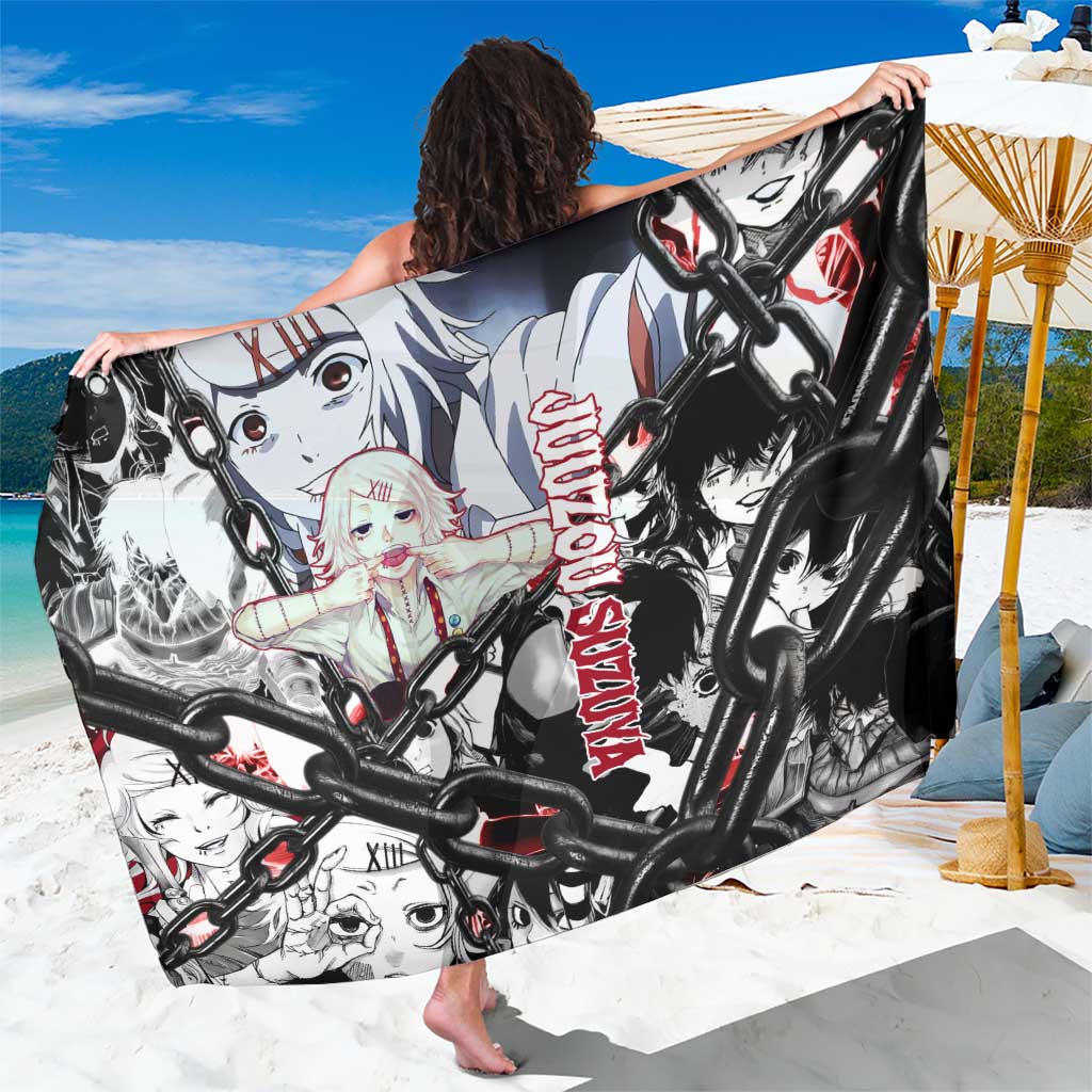Juuzou Suzuya Tokyo Ghoul Black and White Manga Style Design Sarong with Red Accents and Chain Weapon Motif - The Mazicc