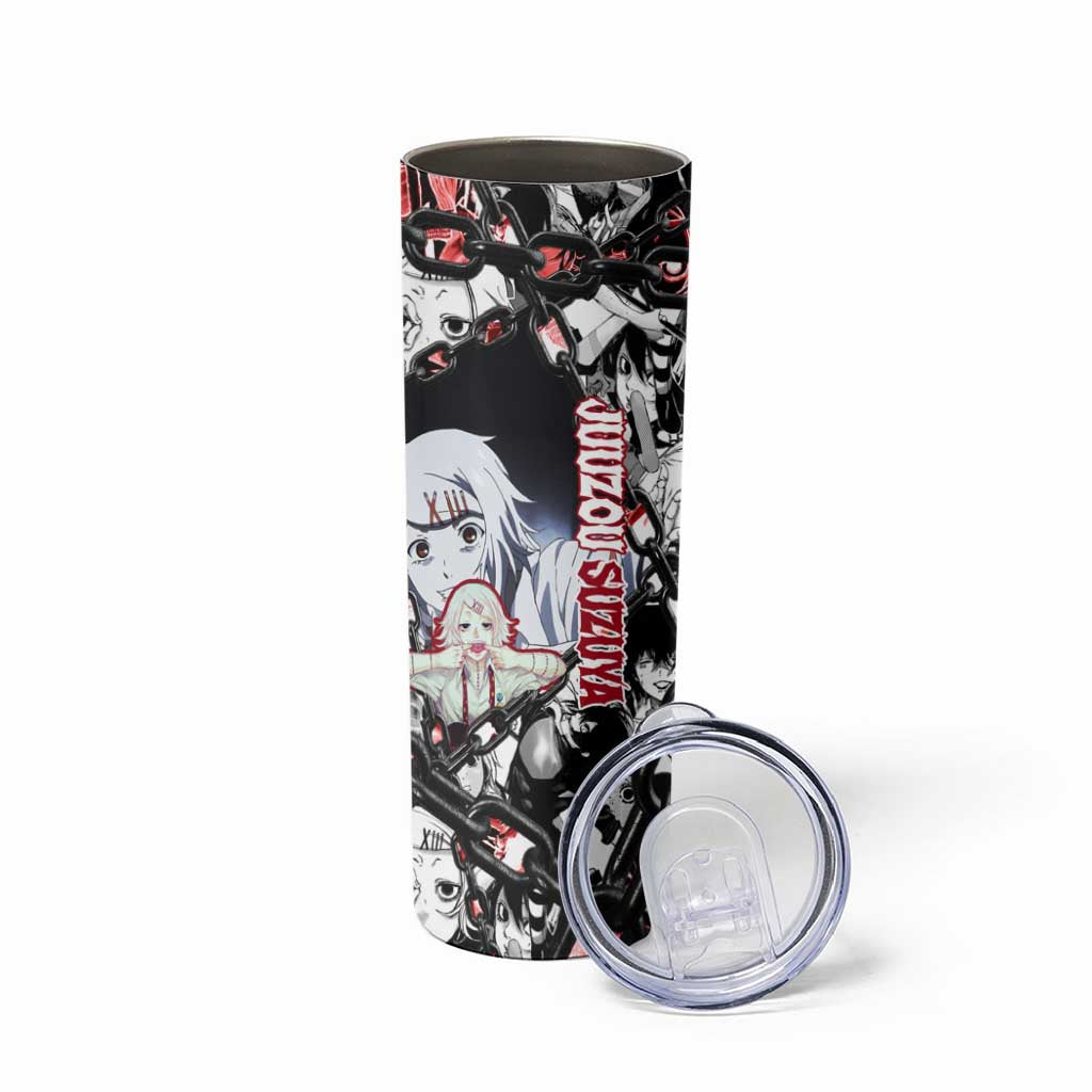 Juuzou Suzuya Tokyo Ghoul Black and White Manga Style Design Skinny Tumbler with Red Accents and Chain Weapon Motif - The Mazicc