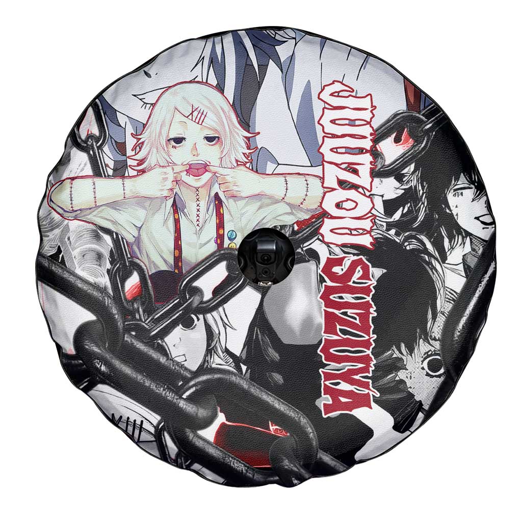 Juuzou Suzuya Tokyo Ghoul Black and White Manga Style Design Spare Tire Cover with Red Accents and Chain Weapon Motif - The Mazicc