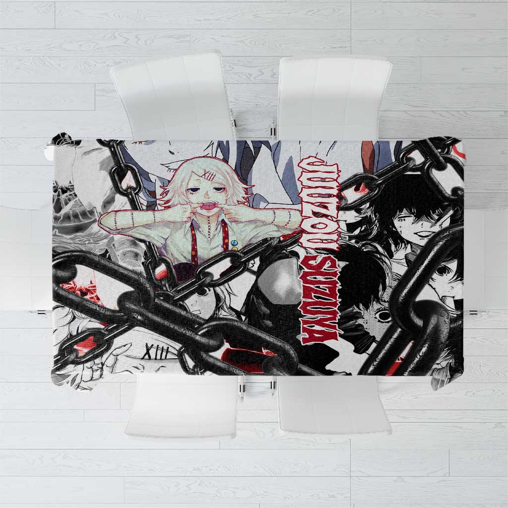 Juuzou Suzuya Tokyo Ghoul Black and White Manga Style Design Tablecloth with Red Accents and Chain Weapon Motif - The Mazicc