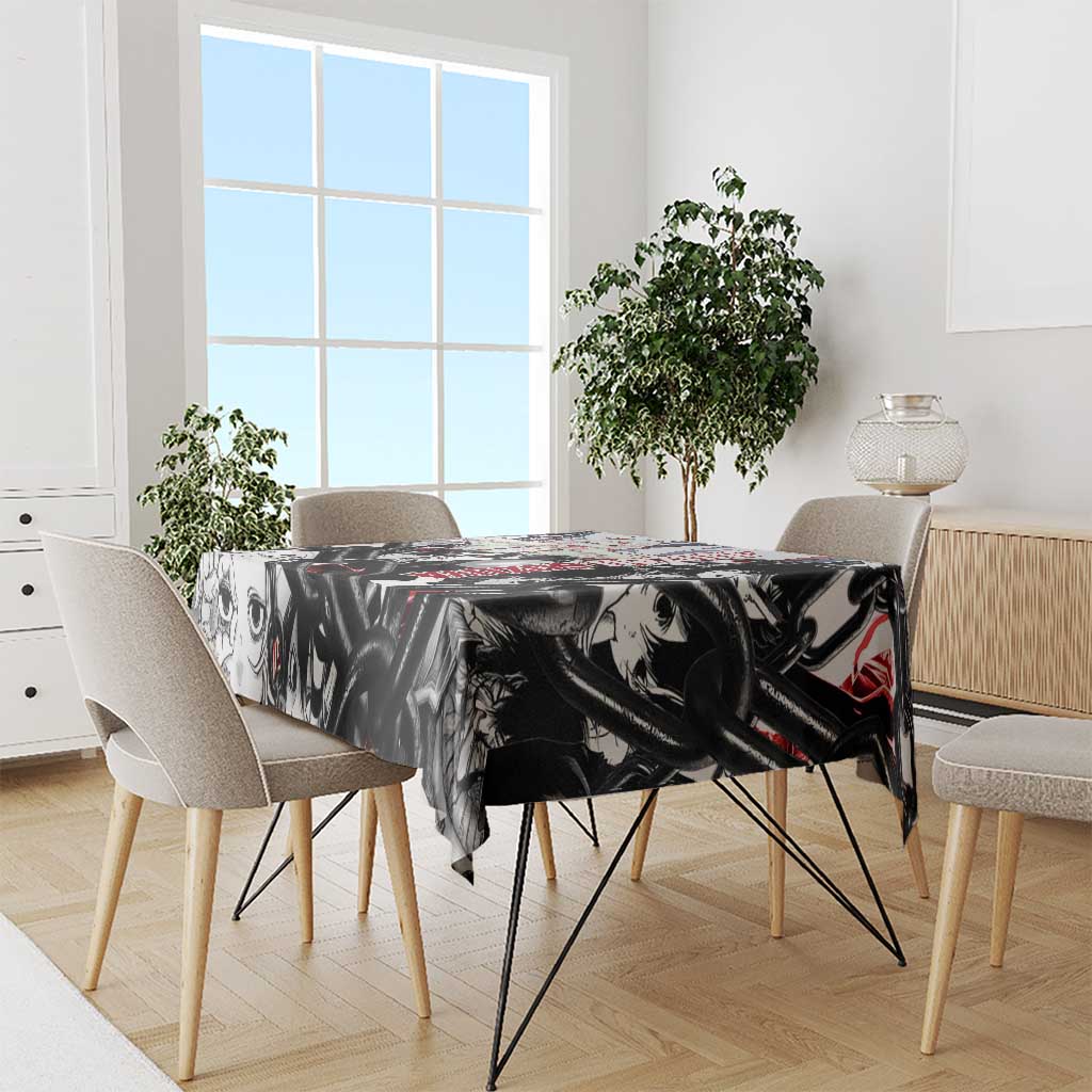 Juuzou Suzuya Tokyo Ghoul Black and White Manga Style Design Tablecloth with Red Accents and Chain Weapon Motif - The Mazicc
