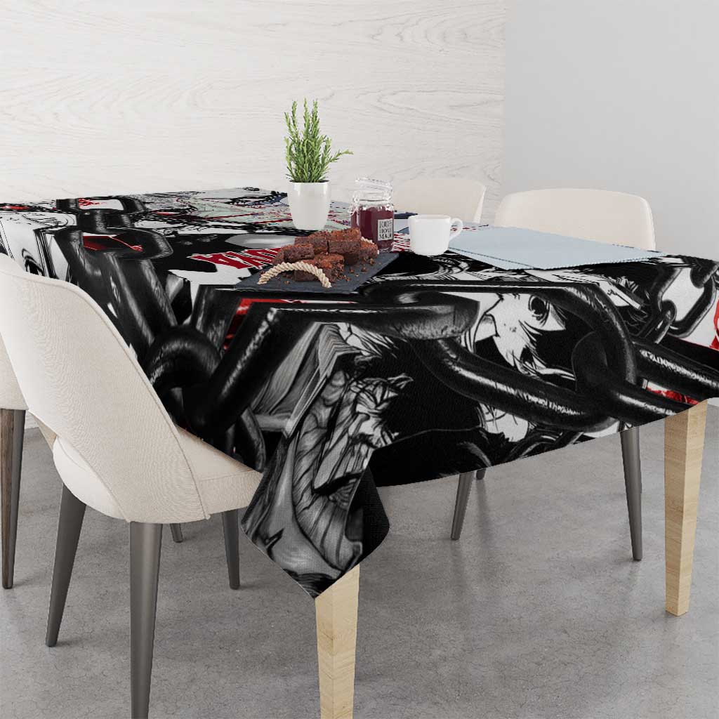 Juuzou Suzuya Tokyo Ghoul Black and White Manga Style Design Tablecloth with Red Accents and Chain Weapon Motif - The Mazicc