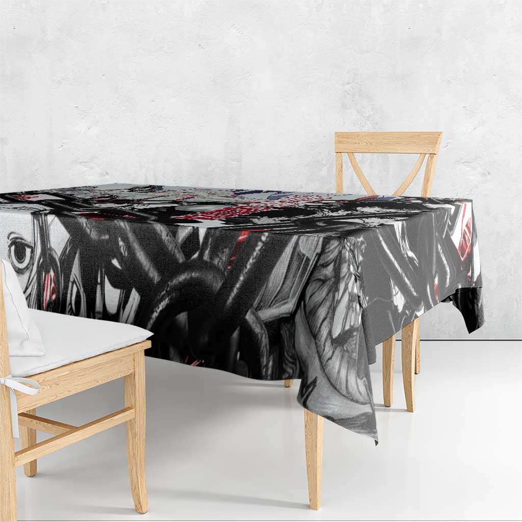 Juuzou Suzuya Tokyo Ghoul Black and White Manga Style Design Tablecloth with Red Accents and Chain Weapon Motif - The Mazicc