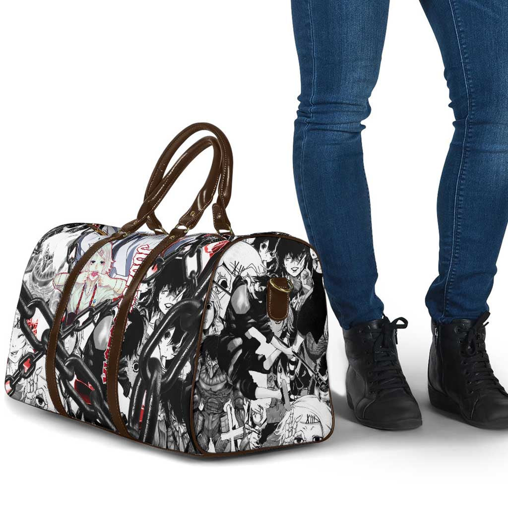 Juuzou Suzuya Tokyo Ghoul Black and White Manga Style Design Travel Bag with Red Accents and Chain Weapon Motif - The Mazicc