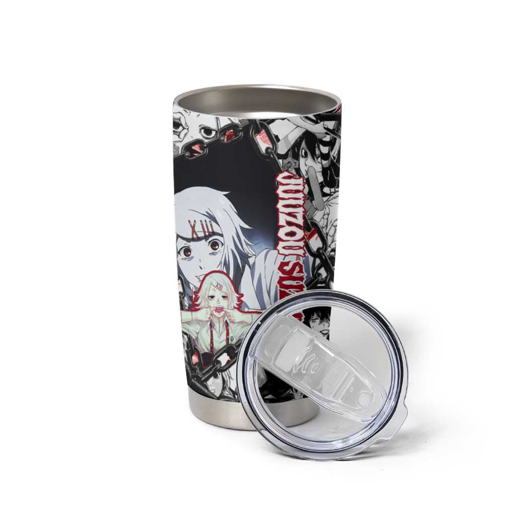 Juuzou Suzuya Tokyo Ghoul Black and White Manga Style Design Tumbler Cup with Red Accents and Chain Weapon Motif - The Mazicc