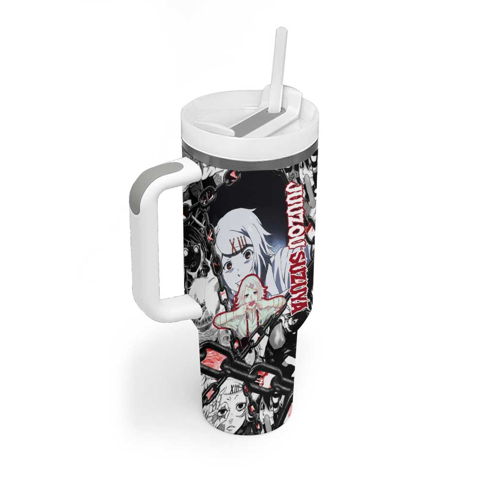 Juuzou Suzuya Tokyo Ghoul Black and White Manga Style Design Tumbler With Handle with Red Accents and Chain Weapon Motif - The Mazicc