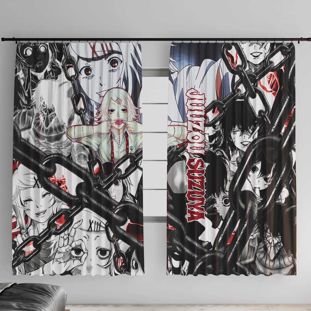 Juuzou Suzuya Tokyo Ghoul Black and White Manga Style Design Window Curtain with Red Accents and Chain Weapon Motif - The Mazicc