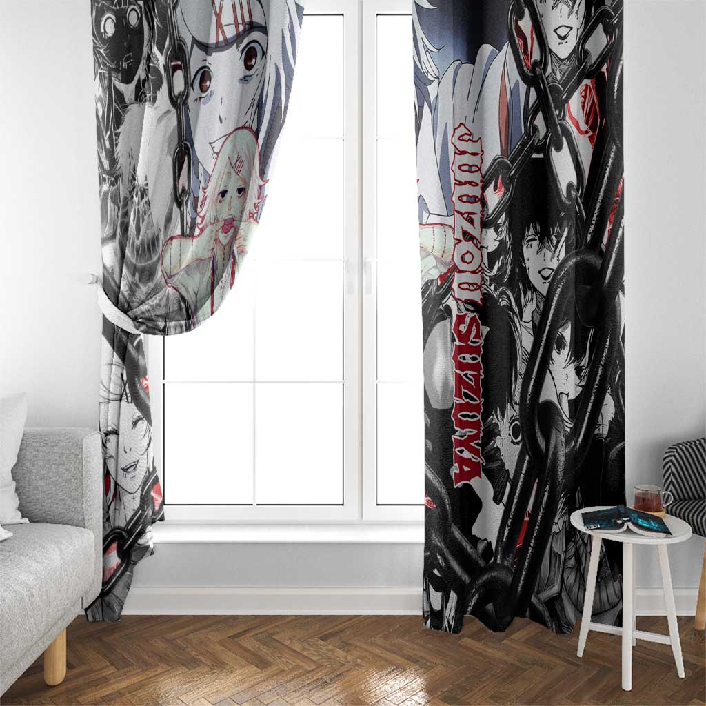 Juuzou Suzuya Tokyo Ghoul Black and White Manga Style Design Window Curtain with Red Accents and Chain Weapon Motif - The Mazicc