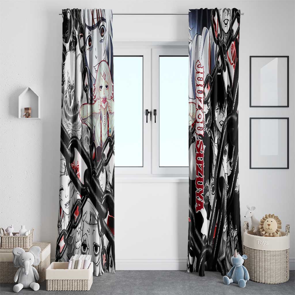 Juuzou Suzuya Tokyo Ghoul Black and White Manga Style Design Window Curtain with Red Accents and Chain Weapon Motif - The Mazicc