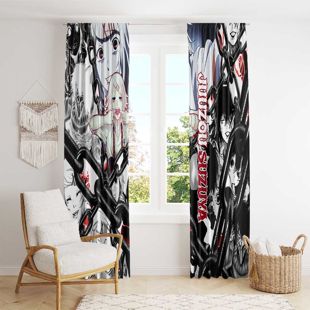Juuzou Suzuya Tokyo Ghoul Black and White Manga Style Design Window Curtain with Red Accents and Chain Weapon Motif - The Mazicc