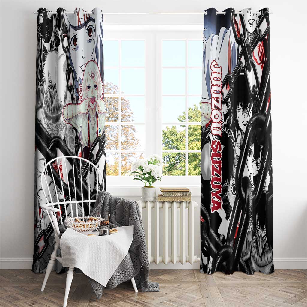 Juuzou Suzuya Tokyo Ghoul Black and White Manga Style Design Window Curtain with Red Accents and Chain Weapon Motif - The Mazicc