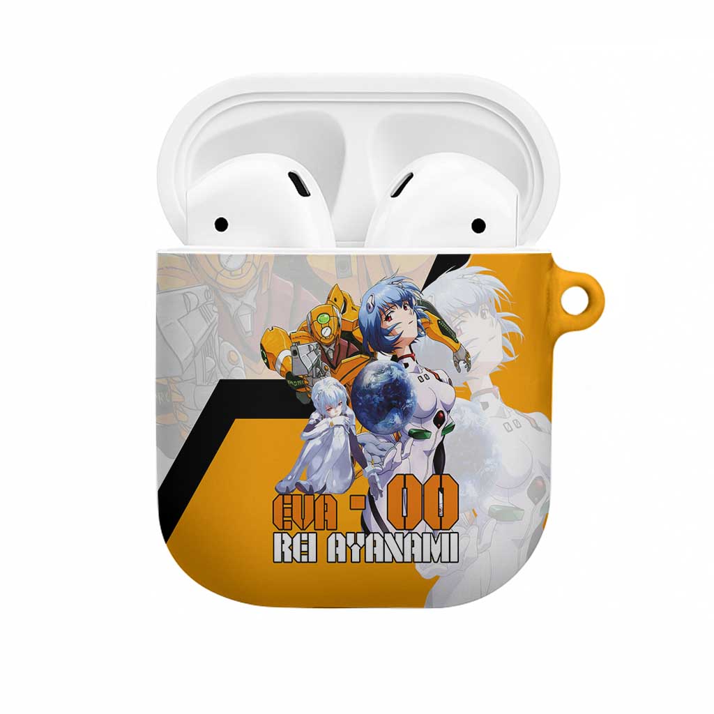 Evangelion EVA-00 and Rei Ayanami Yellow and White AirPods Case Design with Mecha and Character Artwork - The Mazicc