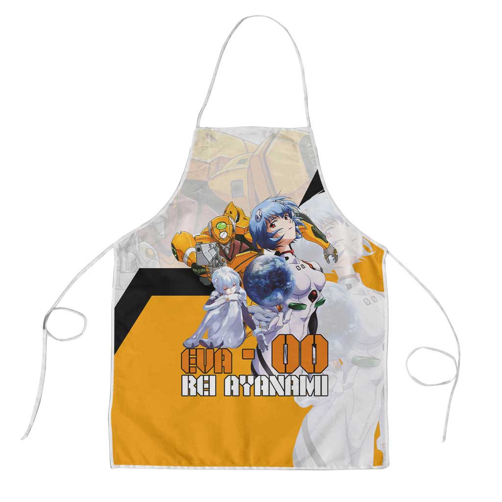 Evangelion EVA-00 and Rei Ayanami Yellow and White Apron Design with Mecha and Character Artwork - The Mazicc