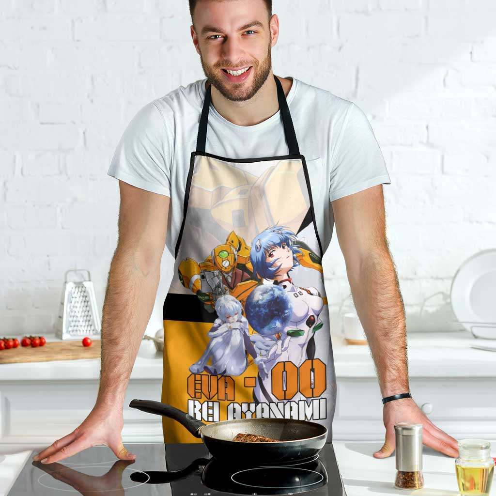 Evangelion EVA-00 and Rei Ayanami Yellow and White Apron Design with Mecha and Character Artwork - The Mazicc