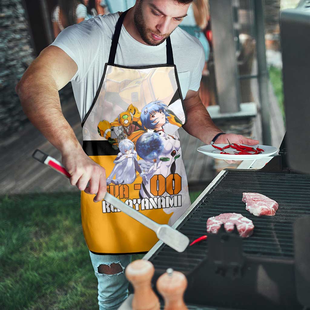Evangelion EVA-00 and Rei Ayanami Yellow and White Apron Design with Mecha and Character Artwork - The Mazicc