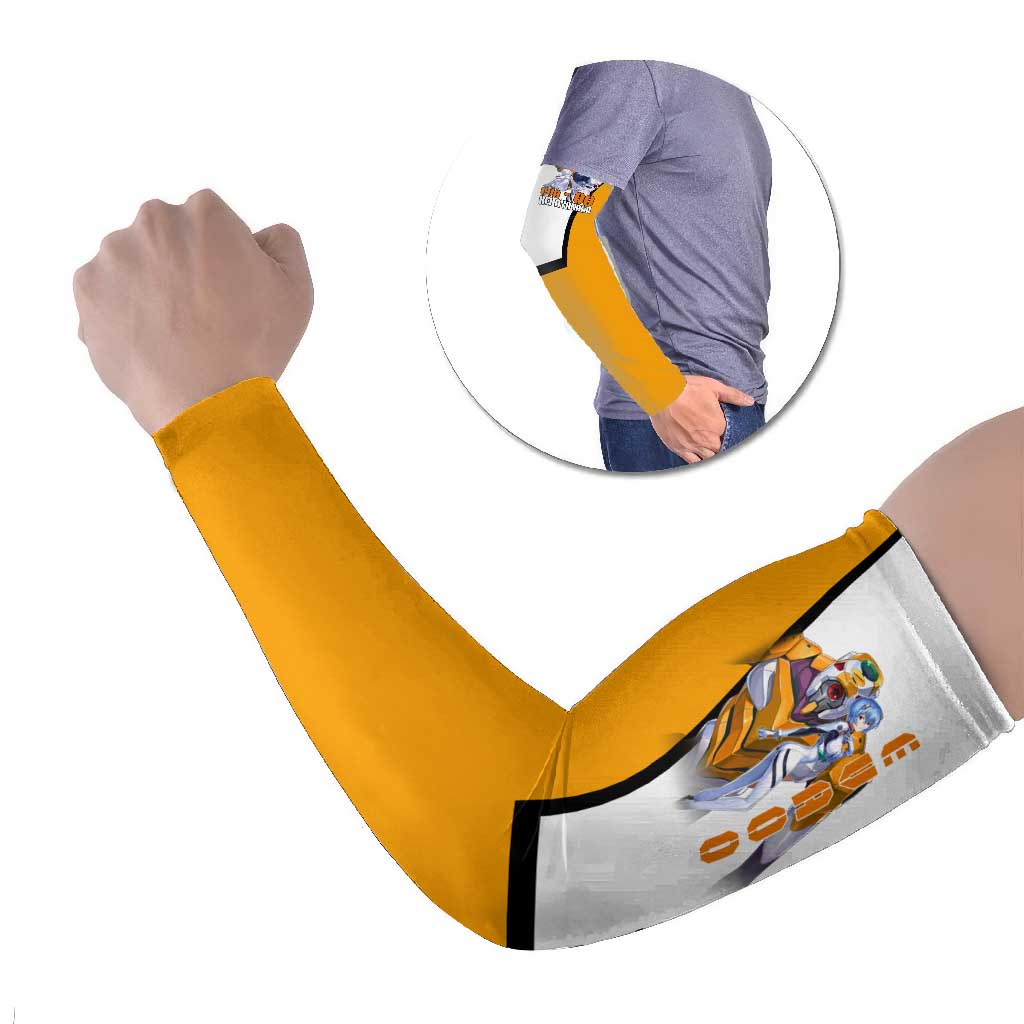 Evangelion EVA-00 and Rei Ayanami Yellow and White Arm Sleeves Design with Mecha and Character Artwork - The Mazicc