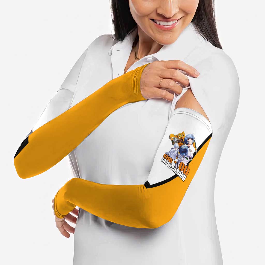Evangelion EVA-00 and Rei Ayanami Yellow and White Arm Sleeves Design with Mecha and Character Artwork - The Mazicc