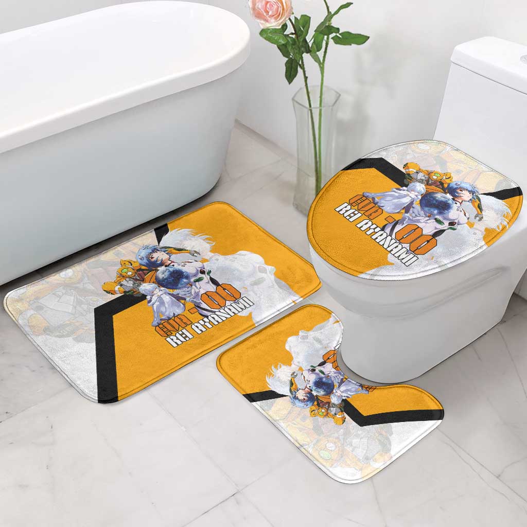Evangelion EVA-00 and Rei Ayanami Yellow and White Bathroom Set Design with Mecha and Character Artwork - The Mazicc