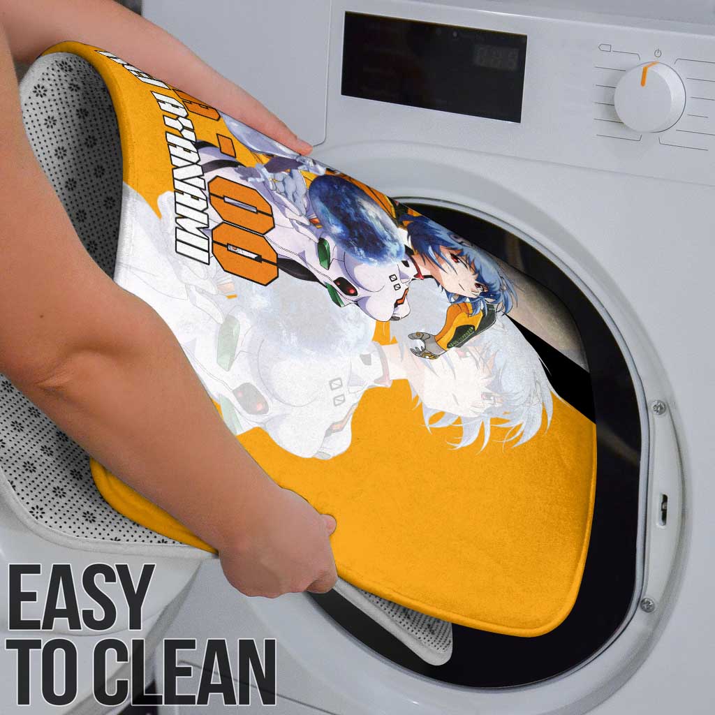 Evangelion EVA-00 and Rei Ayanami Yellow and White Bathroom Set Design with Mecha and Character Artwork - The Mazicc