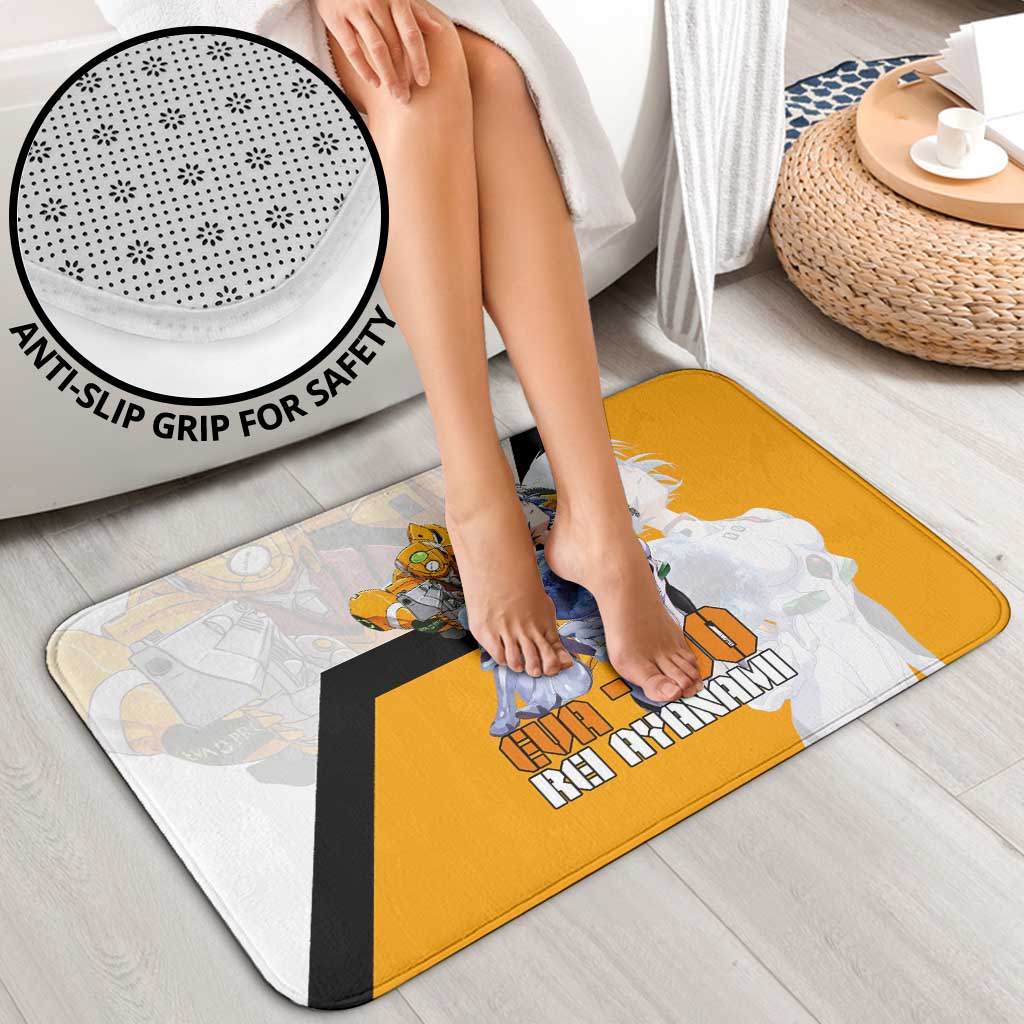 Evangelion EVA-00 and Rei Ayanami Yellow and White Bathroom Set Design with Mecha and Character Artwork - The Mazicc