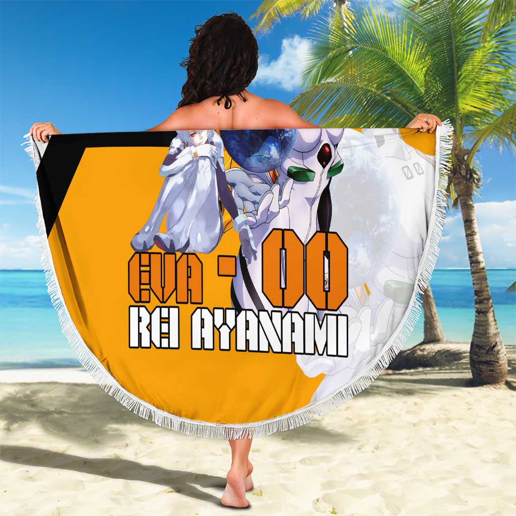 Evangelion EVA-00 and Rei Ayanami Yellow and White Beach Blanket Design with Mecha and Character Artwork - The Mazicc