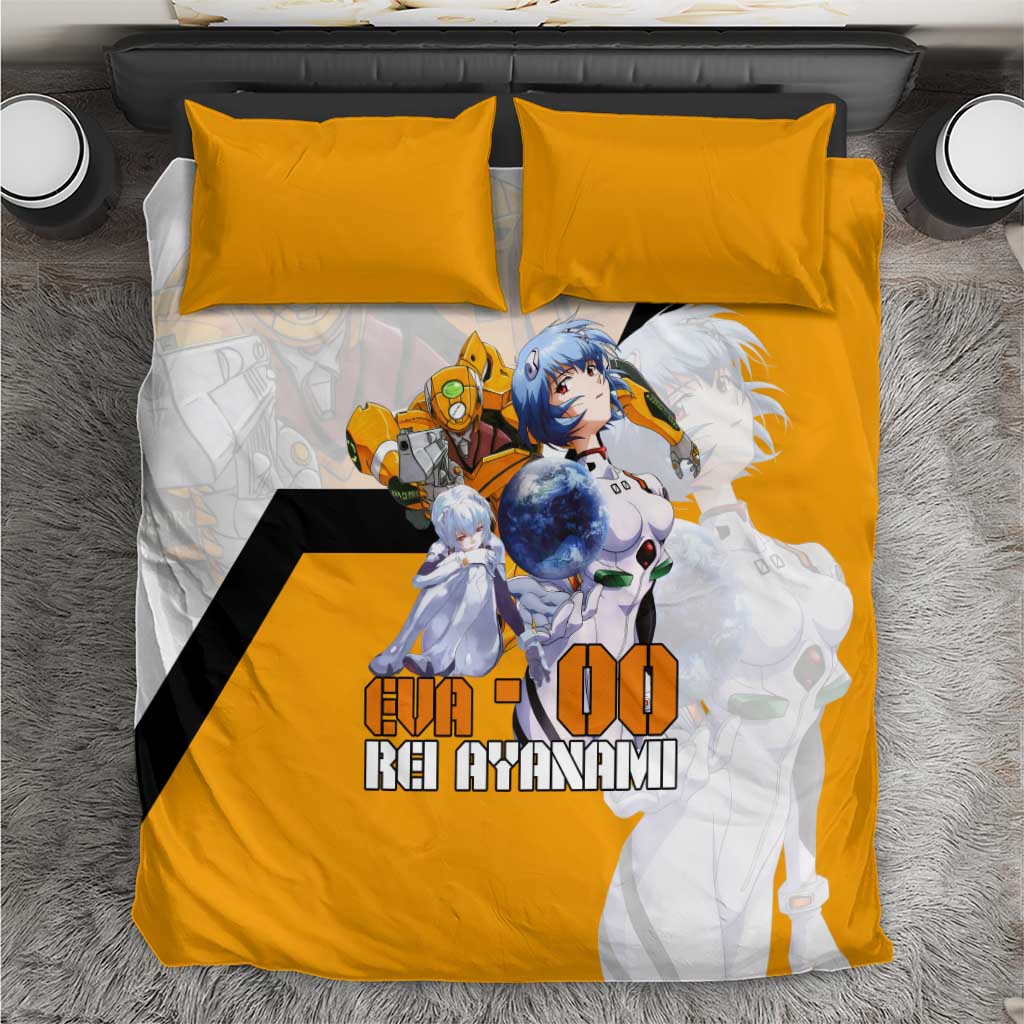 Evangelion EVA-00 and Rei Ayanami Yellow and White Bedding Set Design with Mecha and Character Artwork - The Mazicc