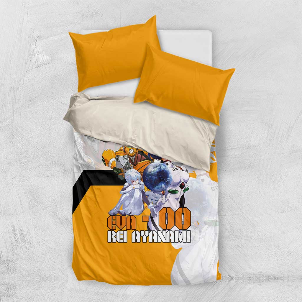 Evangelion EVA-00 and Rei Ayanami Yellow and White Bedding Set Design with Mecha and Character Artwork - The Mazicc