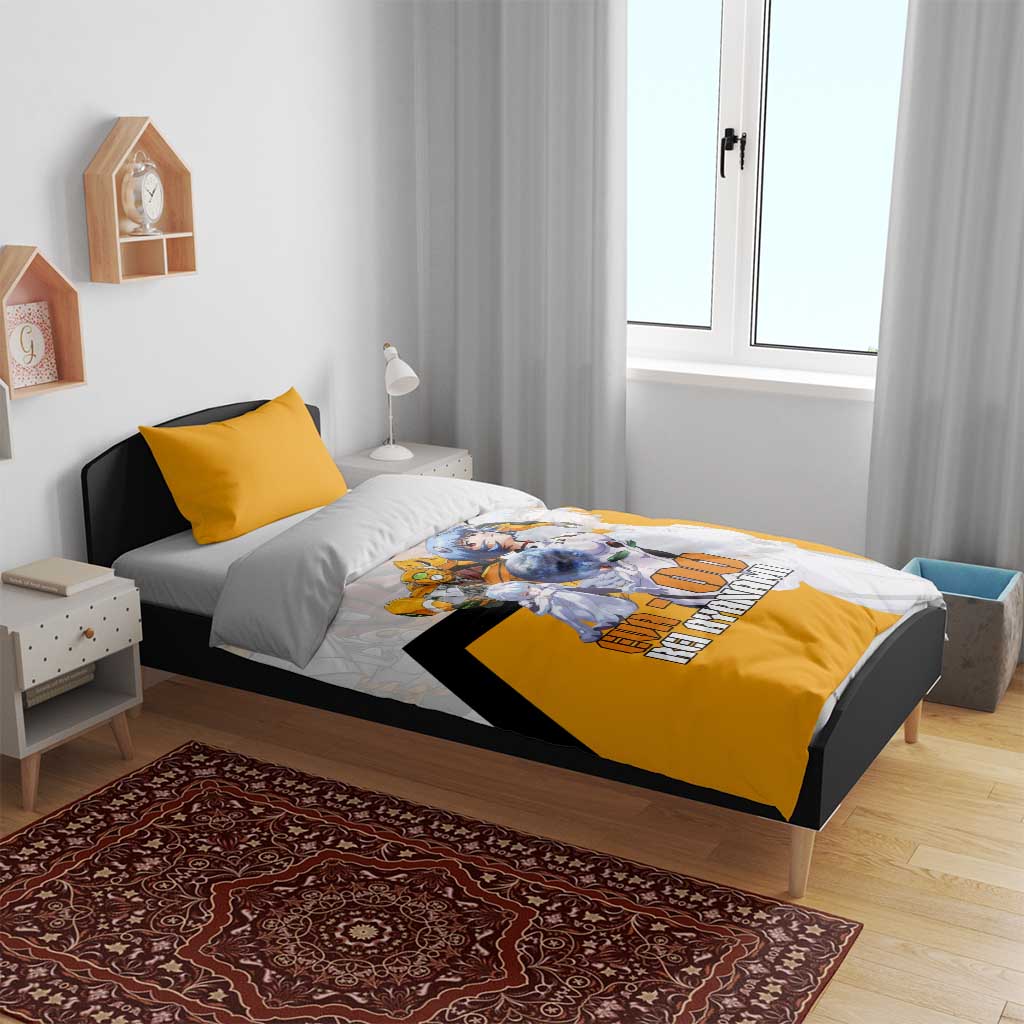 Evangelion EVA-00 and Rei Ayanami Yellow and White Bedding Set Design with Mecha and Character Artwork - The Mazicc