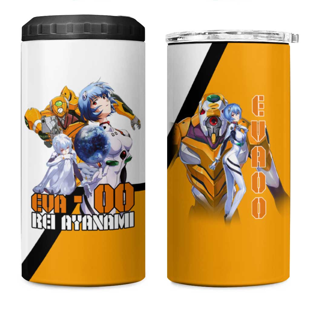 Evangelion EVA-00 and Rei Ayanami Yellow and White 4 in 1 Can Cooler Tumbler Design with Mecha and Character Artwork - The Mazicc