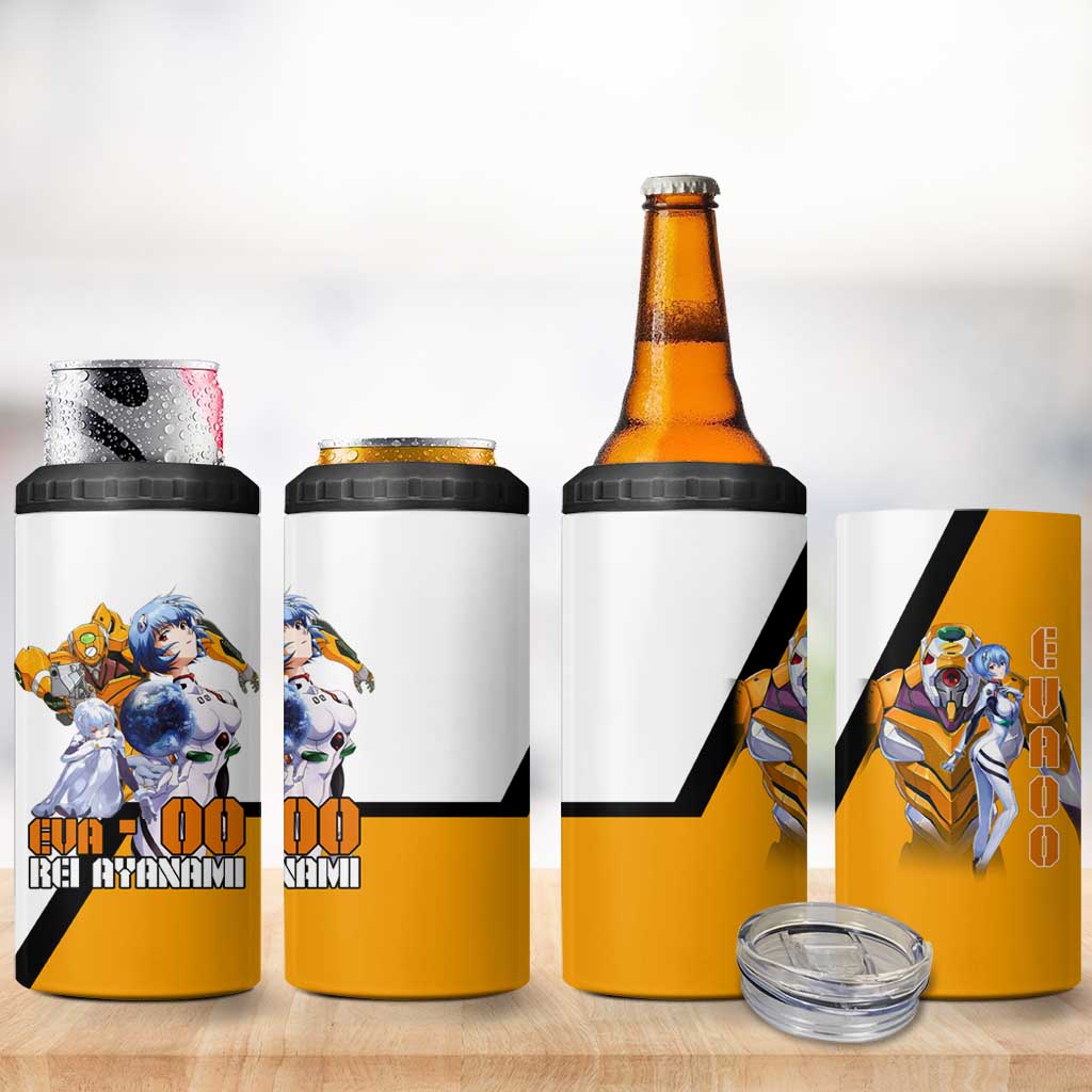 Evangelion EVA-00 and Rei Ayanami Yellow and White 4 in 1 Can Cooler Tumbler Design with Mecha and Character Artwork - The Mazicc