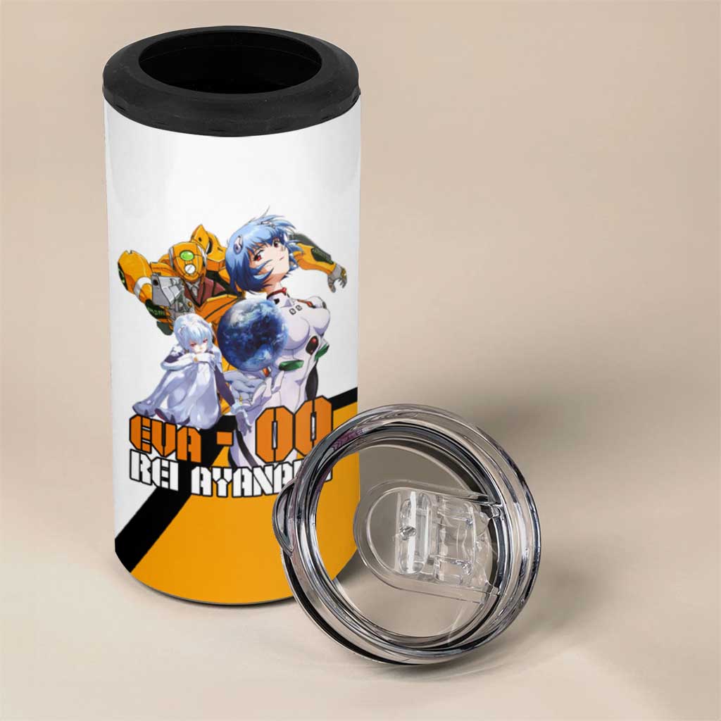 Evangelion EVA-00 and Rei Ayanami Yellow and White 4 in 1 Can Cooler Tumbler Design with Mecha and Character Artwork - The Mazicc