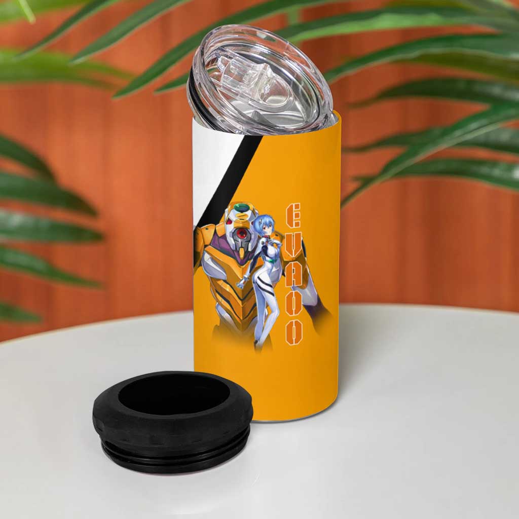 Evangelion EVA-00 and Rei Ayanami Yellow and White 4 in 1 Can Cooler Tumbler Design with Mecha and Character Artwork - The Mazicc